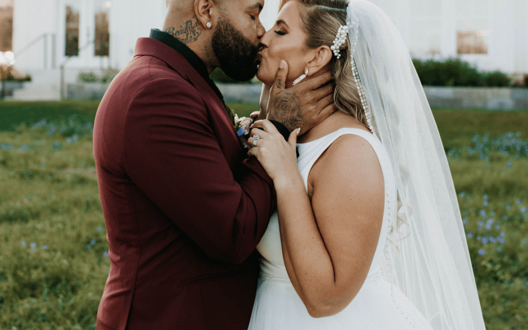 A stunning sunset wedding portrait, capturing the love and happiness of the newlyweds.