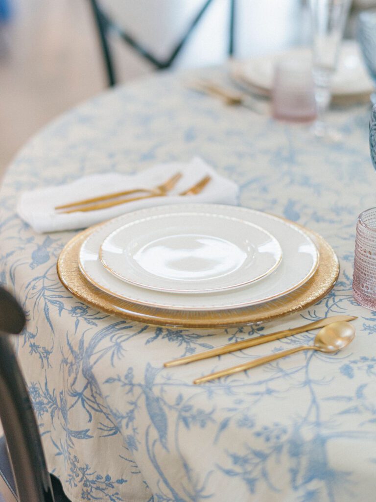 Wedding table with gold accents.